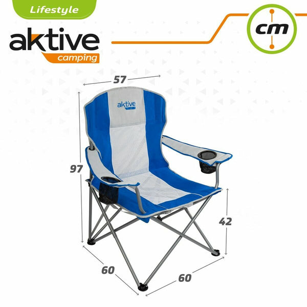 Gepolsterte Campingstuhl Aktive 57 x 60 x 97 cm Blau
