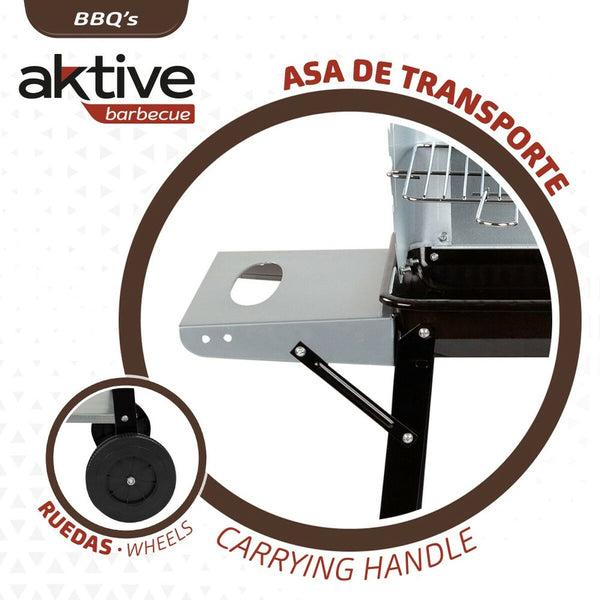 Holzkohlegrill mit Rädern Aktive Emailliertes Metall 90 x 85 x 32 cm Schwarz