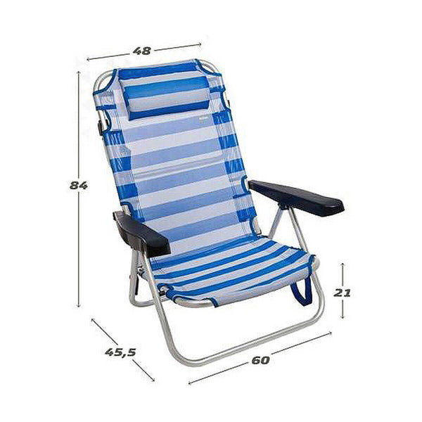 Gepolsterte Campingstuhl Aktive Weiß Marineblau 48 x 48,5 x 84 cm Matrose