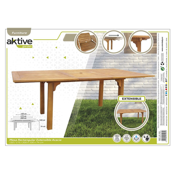 Asuziehbarer Tisch Aktive Akazienholz 200 x 74 x 100 cm