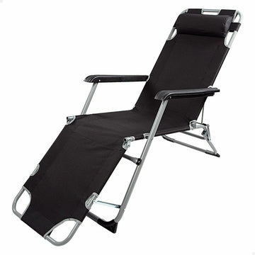 Liegestuhl Aktive Polyester 600D Stahl Schwarz 177 x 47 x 34 cm