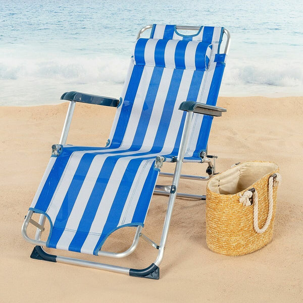 Liegestuhl Aktive Textilene Aluminium Blau Weiß 153 x 47 x 33 cm