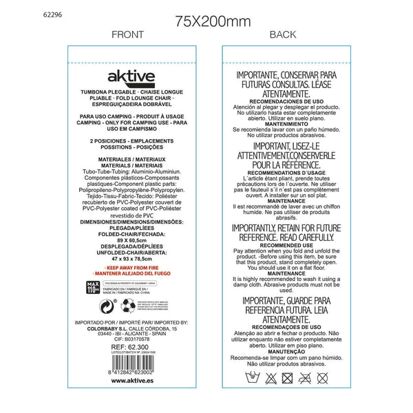 Liegestuhl Aktive Blau 153 x 33 x 47 cm