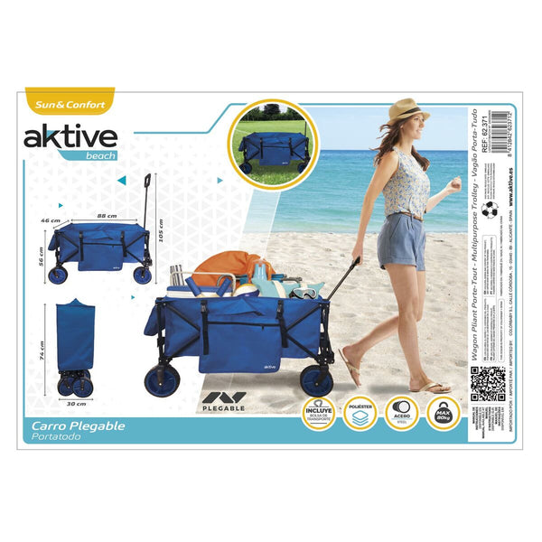 Mehrzweckwagen Aktive Blau Schwarz Polyester PVC Stahl 88 x 108 x 47 cm Biegsam Strand