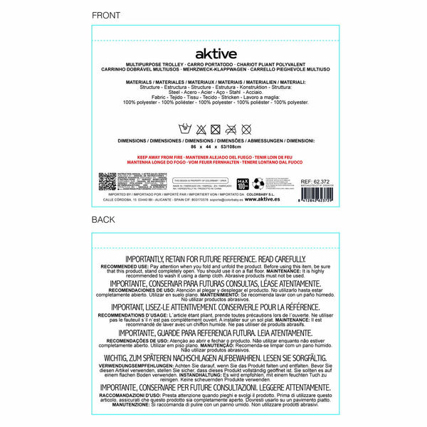 Mehrzweckwagen Aktive Orange Polyester PVC Stahl 86 x 108 x 44 cm Biegsam Strand