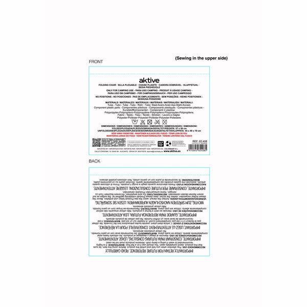 Gepolsterte Campingstuhl Aktive 45 x 40 x 70 cm