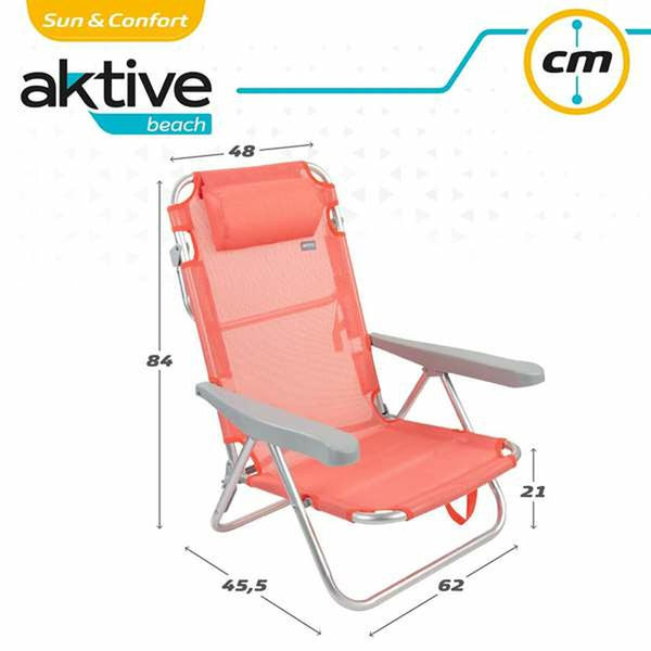 Gepolsterte Campingstuhl Aktive Flamingo Rosa 48 x 46 x 84 cm 47 x 63 x 99 cm Strand Kissen Aufbewahrungstasche Untersetzer