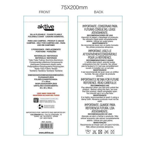 Strandstuhl Aktive Rot 48 x 60 x 90 cm