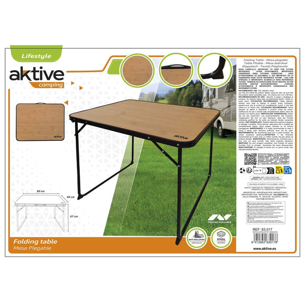 Table Klapptisch Aktive Camping Bambus 80 x 67 x 60 cm