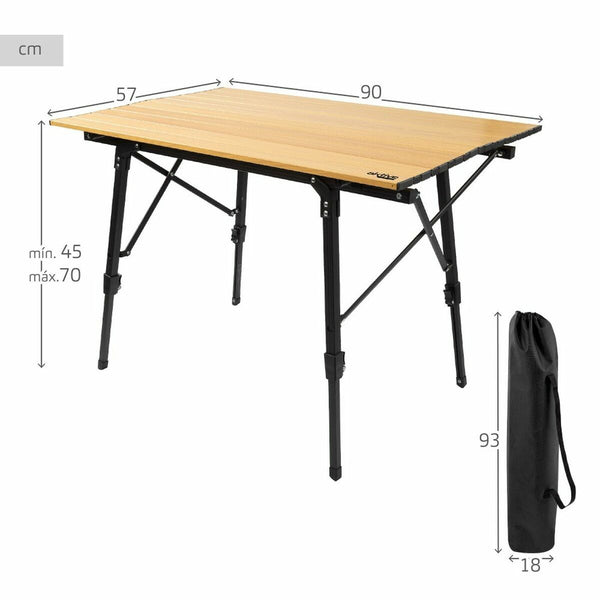Table Klapptisch Aktive 90 x 70 x 57 cm Camping Schwarz Braun Aluminium