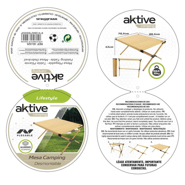 Table Klapptisch Aktive Glamping Sabana Aluminium Erde 88,5 x 43 x 70,5 cm