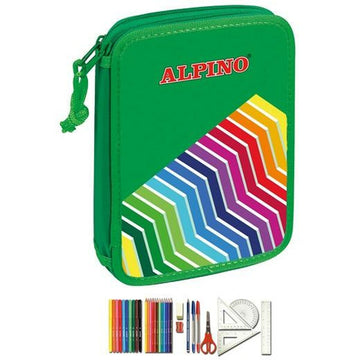 Doppel-Federtasche Alpino UA000113 grün Bunt 32 Stücke