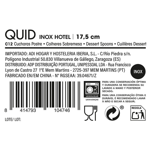 Dessertlöffel Quid Hotel 17,5 cm Metall Edelstahl 12 Stück