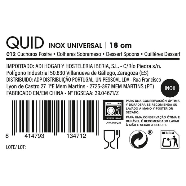 Dessertlöffel Quid Universal Metall Edelstahl 18,5 cm 12 Stück