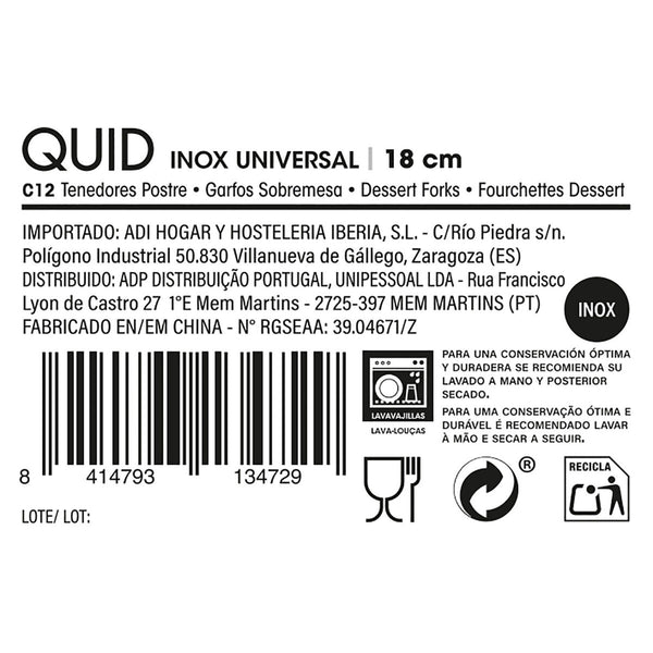 Dessertgabel-Set Quid Inox Universal 12 Stück