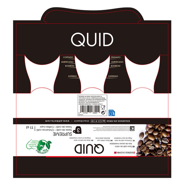 Satz von Kaffeetassen Quid Supreme Durchsichtig Glas Stahl 110 ml 3 Stücke