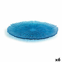 Flacher Teller Quid Mar De Viento Blau Glas Ø 32 cm (6 Stück) (Pack 6x)