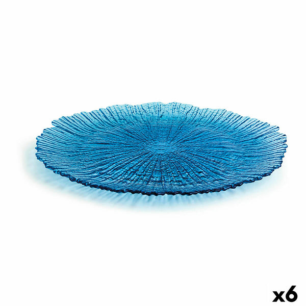 Flacher Teller Quid Mar De Viento Blau Glas Ø 32 cm (6 Stück) (Pack 6x)
