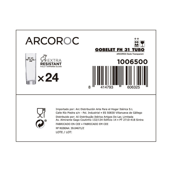 Gläserset Arcoroc Tubo Durchsichtig Glas 300 ml Röhre (24 Stück)