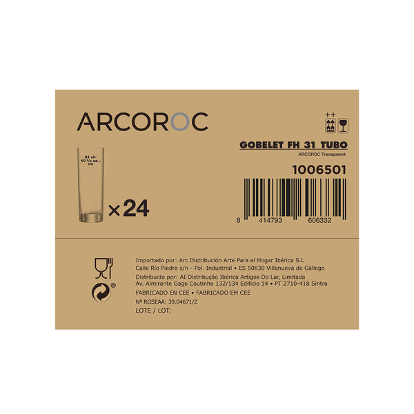 Gläserset Arcoroc Tubo Durchsichtig Glas 300 ml Röhre (24 Stück)