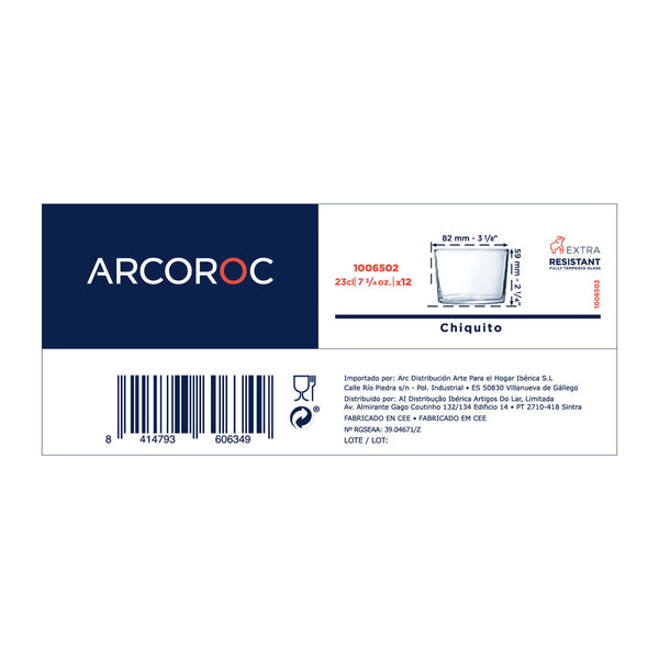 Gläserset Arcoroc Chiquito Durchsichtig Glas 230 ml (12 Stück)