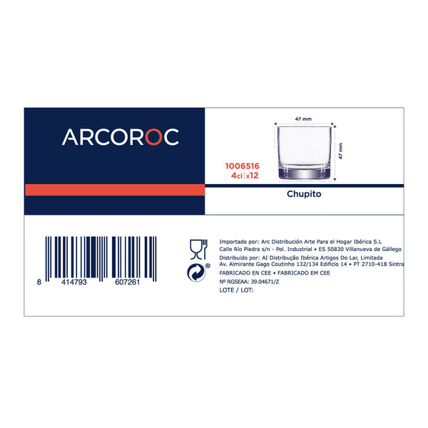 Schnapsgläser-Set Arcoroc Chupito Durchsichtig Glas 40 ml (12 Stück)