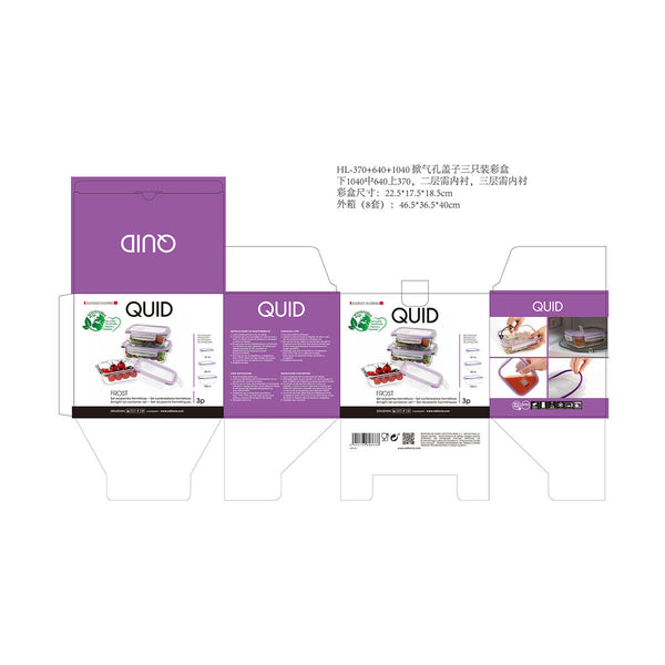 Lunchbox-Set Quid Frost (3 pcs) Durchsichtig Glas 3 Stücke