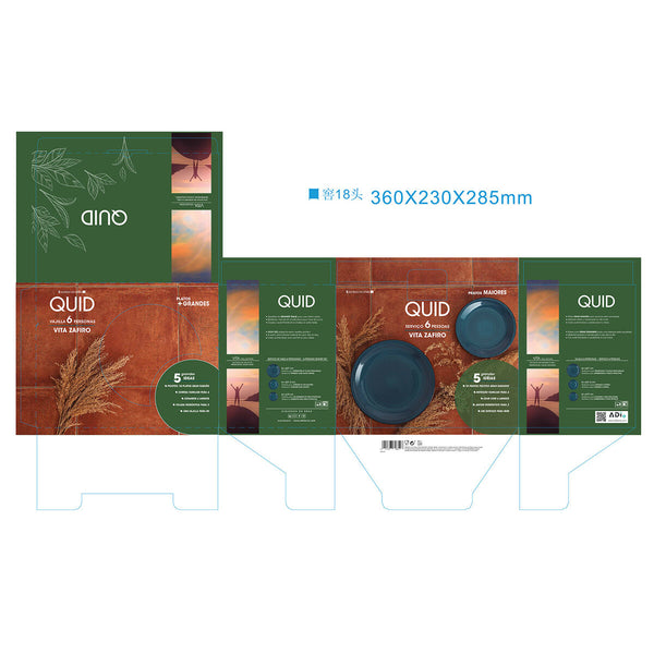 Geschirr-Set Quid Zafiro Vita 18 Stücke Blau aus Keramik