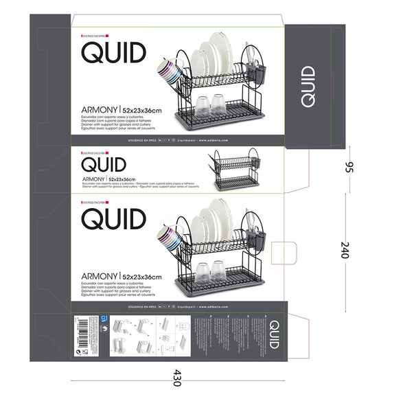Abtropfer Quid Grau Metall (52 x 23 x 36 cm)