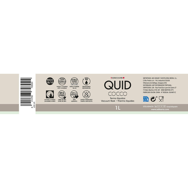 Thermosflasche Quid Cocco Schwarz Tropf Metall 1 L
