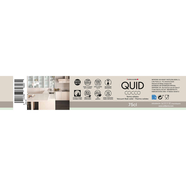 Reise-Thermoskanne Quid Cocco Schwarz Metall 750 ml Lebensmittel