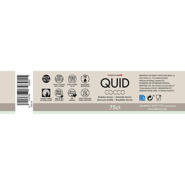 Thermosflasche Quid Cocco Schwarz Metall 750 ml