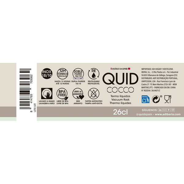 Thermosflasche Quid Cocco Weiß Tropf 200 ml Metall