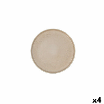 Flacher Teller Ariane Porous Beige aus Keramik Ø 21 cm (4 Stück)