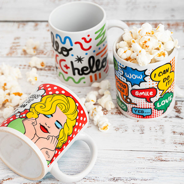 Kop Quid Wow Comics Bunt aus Keramik 330 ml (12 Stück)