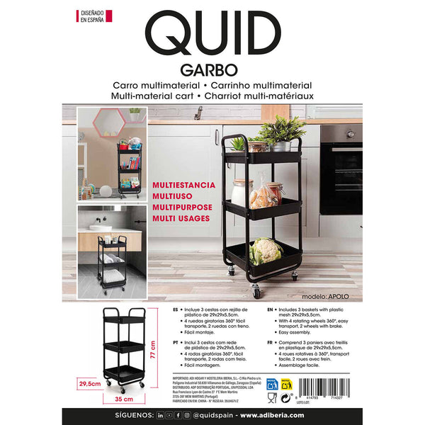 Gemüsewagen Quid Apolo Schwarz Metall 34,5 x 29,5 x 77 cm