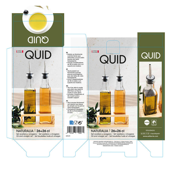 Öl- und Essig-Set Quid Naturalia Durchsichtig Glas 260 ml