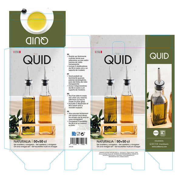 Öl- und Essig-Set Quid Naturalia Durchsichtig Glas 550 ml