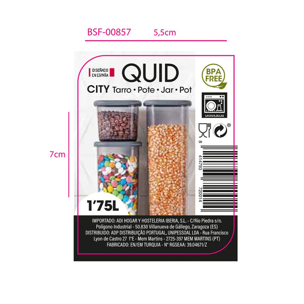 Lebensmittelbehälter Quid City Grau 1,75 L
