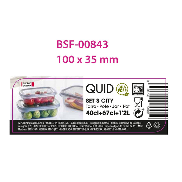 Lunchbox-Set Quid City Grau Kunststoff rechteckig 3 Stücke