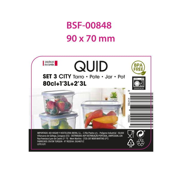 Lunchbox-Set Quid City Grau Kunststoff rechteckig 3 Stücke