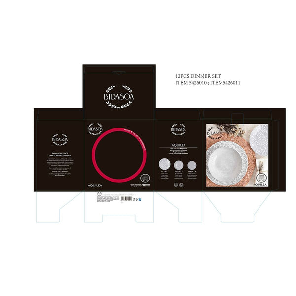 Geschirr Bidasoa Aquilea Grau aus Keramik 12 Stücke