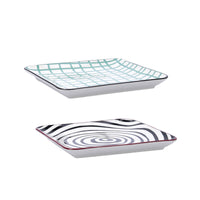 Tablett für Snacks Bidasoa Zigzag Bunt aus Keramik 21 x 21 cm (6 Stück)