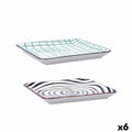 Tablett für Snacks Bidasoa Zigzag Bunt aus Keramik 21 x 21 cm (6 Stück)