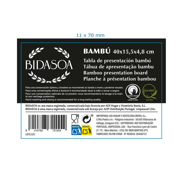 Tablett für Snacks Bidasoa Bambu Braun Holz 40 x 15,5 x 4,8 cm