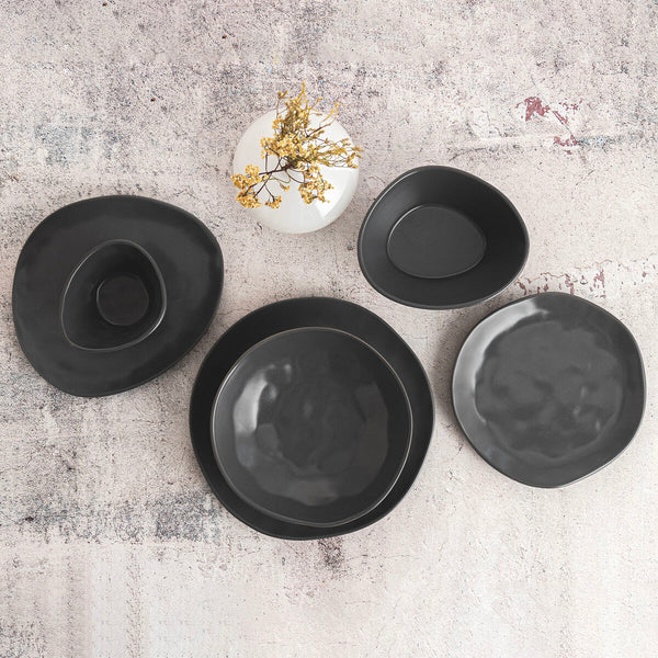 Satz für Appetithäppchen Bidasoa Cosmos Grau aus Keramik 17 cm