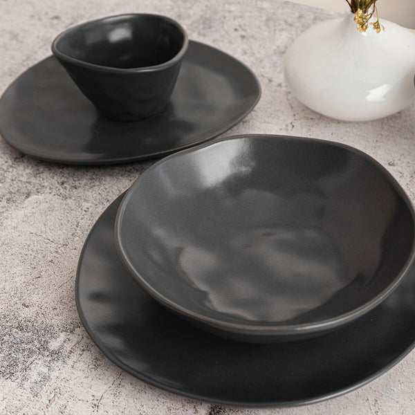 Satz für Appetithäppchen Bidasoa Cosmos Grau aus Keramik Ø 17 cm (12 Stück)