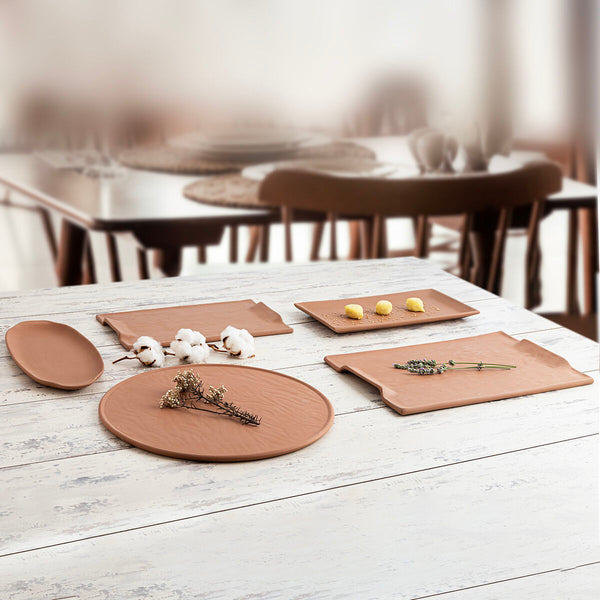 Flacher Teller Quid Mineral Terrakotta aus Keramik 33 cm (6 Stück)