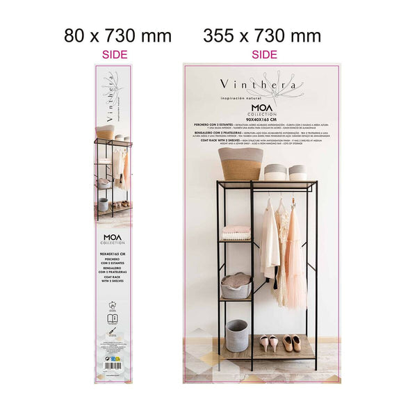 Hattestativ Vinthera Moa Stahl Schwarz 90 x 40 x 165 cm