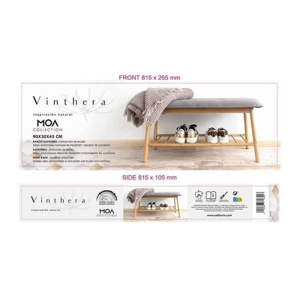 Schuhschrank Vinthera Moa Grau Holz 69 x 24,5 x 31 cm